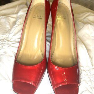 Stewart Weitzman Red Quasar Pumps Sz 9 like New 3 1/2" heel